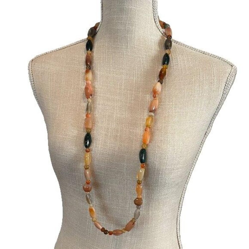 Vintage Polished Gemstone Bead Necklace